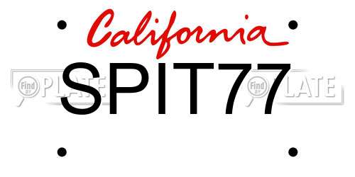 SPIT77 California License Plate
