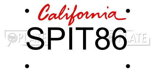 SPIT86 California License Plate