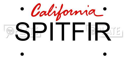 SPITFIR California License Plate