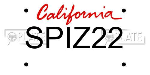 SPIZ22 California License Plate