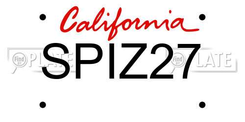 SPIZ27 California License Plate