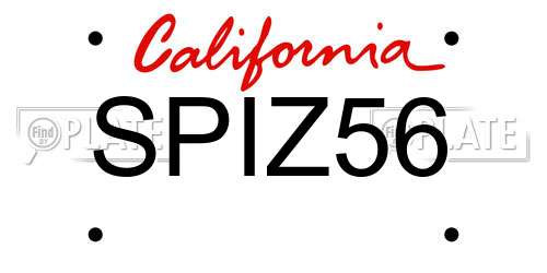 SPIZ56 California License Plate