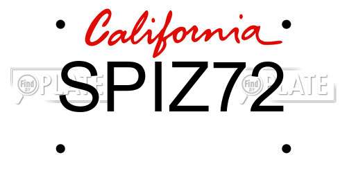 SPIZ72 California License Plate