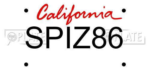 SPIZ86 California License Plate