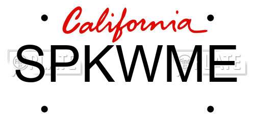 SPKWME California License Plate