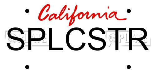 SPLCSTR California License Plate