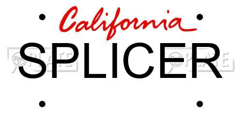 SPLICER California License Plate