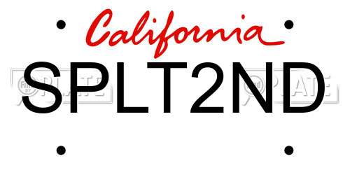 SPLT2ND California License Plate