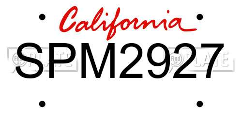 SPM2927 California License Plate