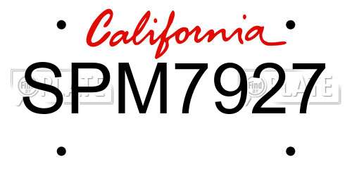 SPM7927 California License Plate