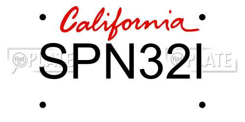 SPN32I California License Plate