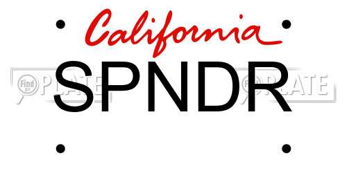 SPNDR California License Plate