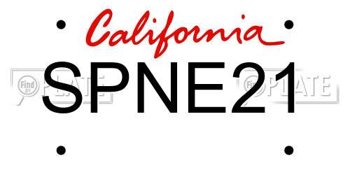 SPNE21 California License Plate