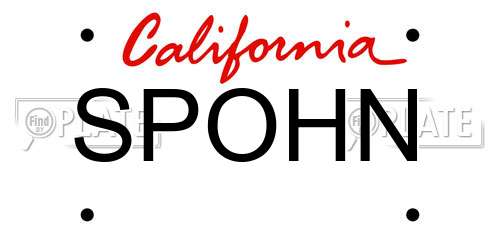 SPOHN California License Plate