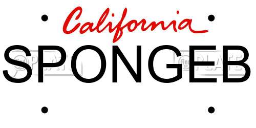 SPONGEB California License Plate