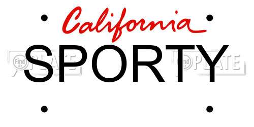 SPORTY California License Plate