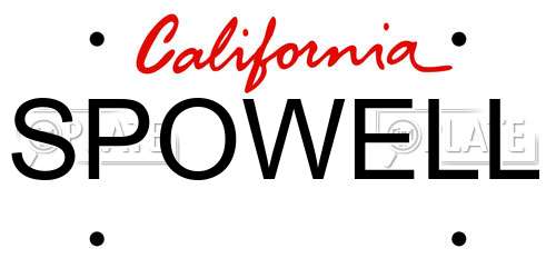 SPOWELL California License Plate