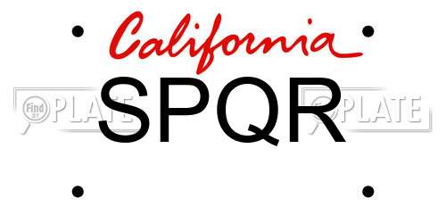 SPQR California License Plate