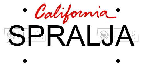 SPRALJA California License Plate
