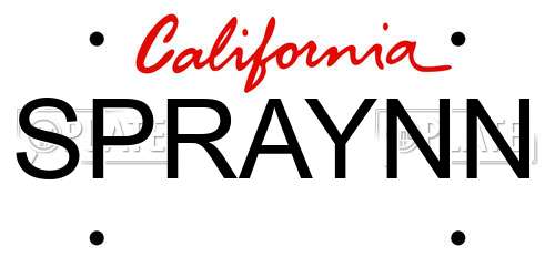 SPRAYNN California License Plate