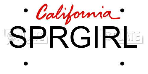 SPRGIRL California License Plate