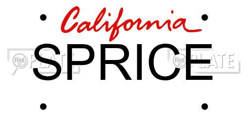 SPRICE California License Plate