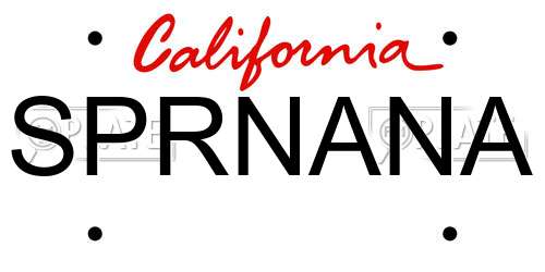 SPRNANA California License Plate