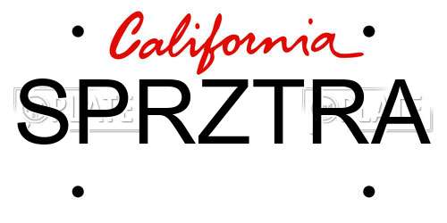 SPRZTRA California License Plate