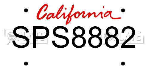SPS8882 California License Plate