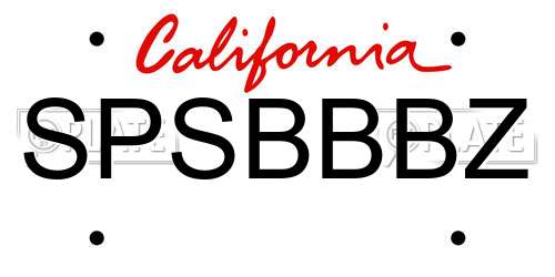 SPSBBBZ California License Plate