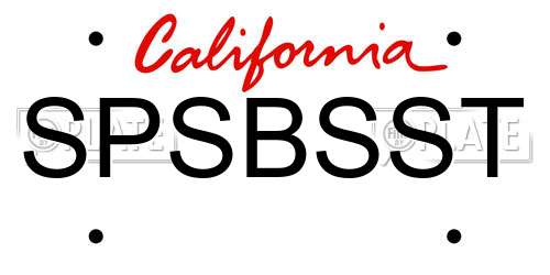 SPSBSST California License Plate