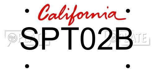 SPT02B California License Plate
