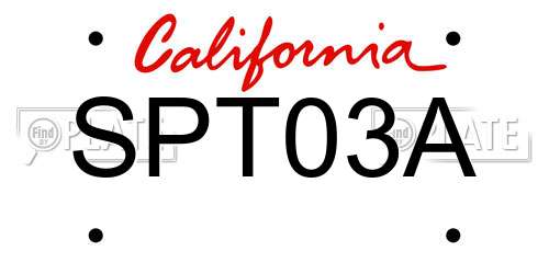 SPT03A California License Plate