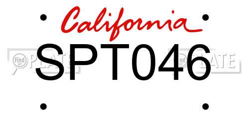 SPT046 California License Plate