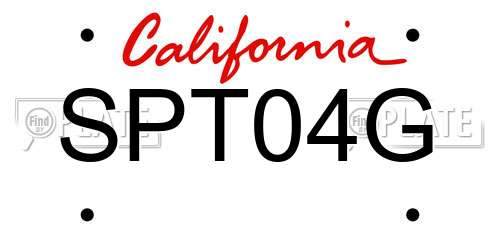 SPT04G California License Plate