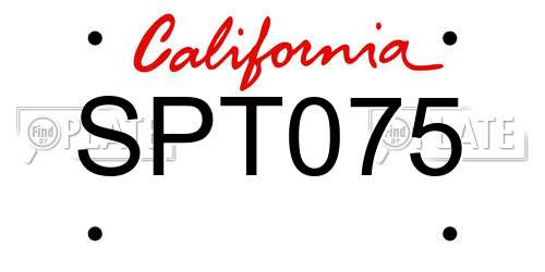 SPT075 California License Plate