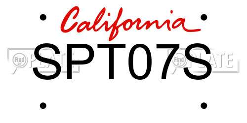 SPT07S California License Plate