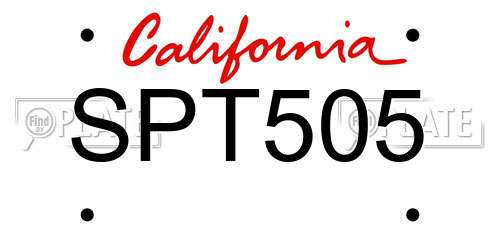 SPT505 California License Plate