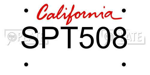 SPT508 California License Plate