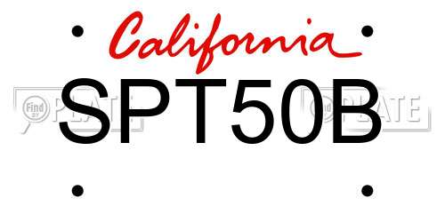 SPT50B California License Plate