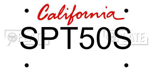 SPT50S California License Plate