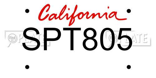 SPT805 California License Plate