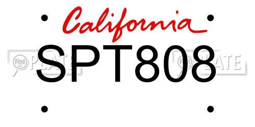 SPT808 California License Plate
