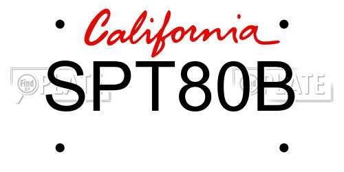 SPT80B California License Plate
