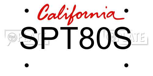 SPT80S California License Plate