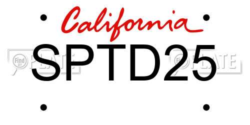SPTD25 California License Plate
