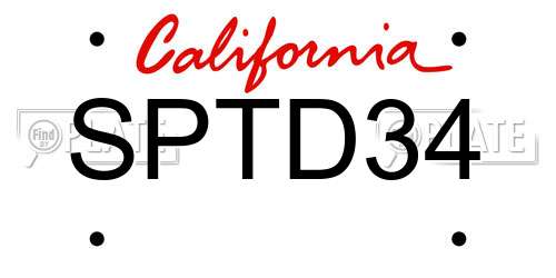 SPTD34 California License Plate