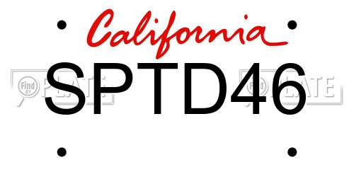 SPTD46 California License Plate