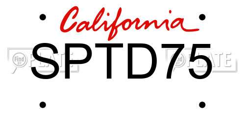 SPTD75 California License Plate