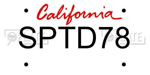 SPTD78 California License Plate